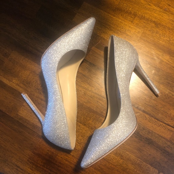 NIB $675 Jimmy Choo Romy Pointed Toe Pump in Platinum Ice Glitter - size 9.5! - Picture 7 of 11